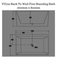 VU 720 Back to wall Bath Tub