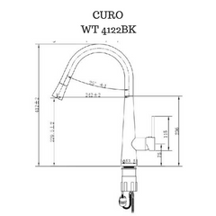 Goose neck Pull out Kitchen mixer Brushed Brass - WT4122BB