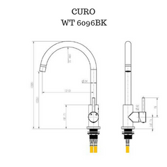 Goose neck basin mixer with pin handle Gun Metal - Pentro KT26.06