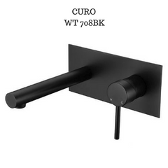 Pin Handle Wall Mixer set with Straight Spout Matte Black - WT 708BK