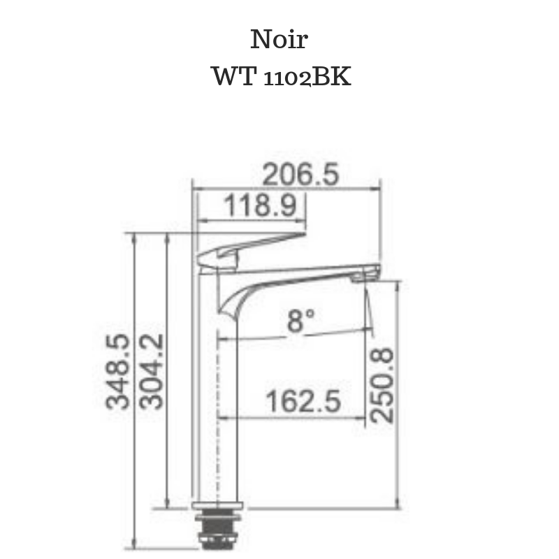 Exon Basin Mixer Matte Black - WT1102BK Tall
