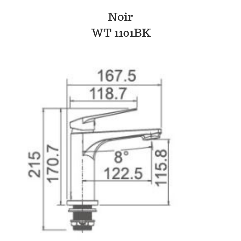 Exon Basin Mixer Matte Black - WT 1101BK