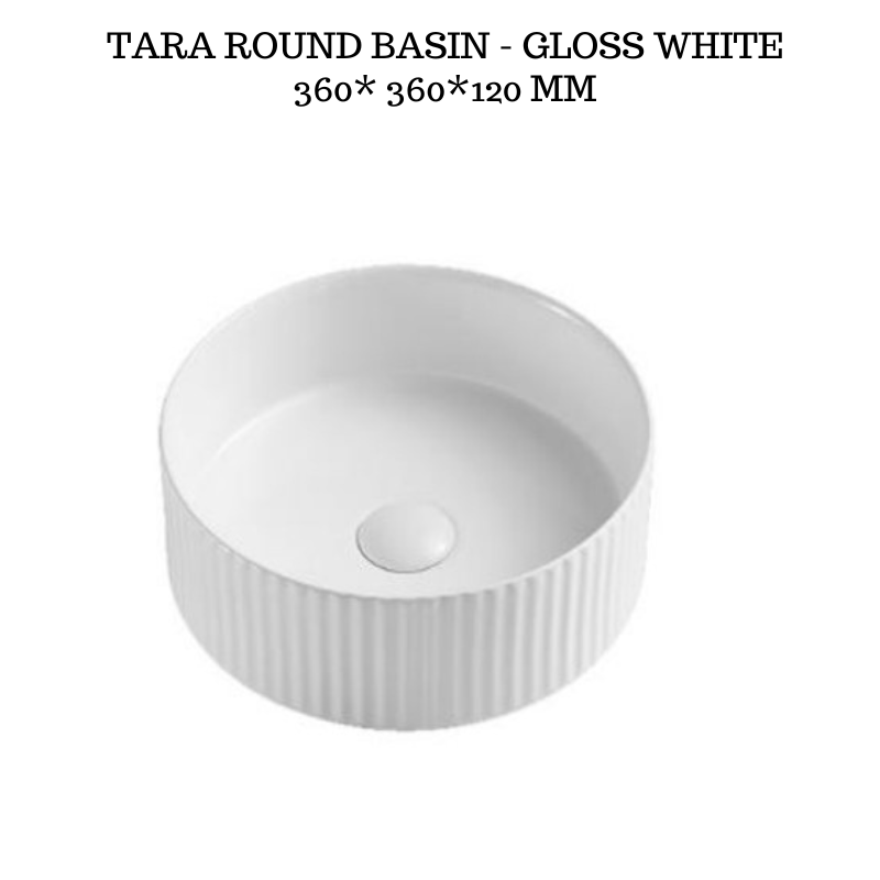360mm Tara round basin - Gloss white