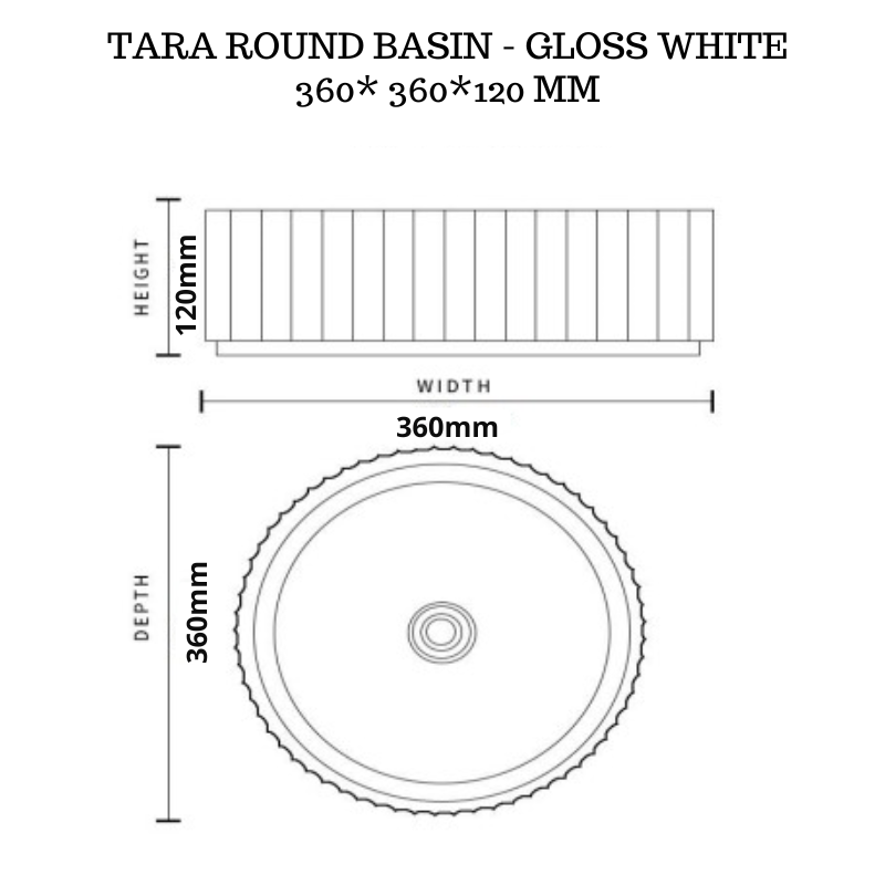 Tara round basin - Gloss white 360mm