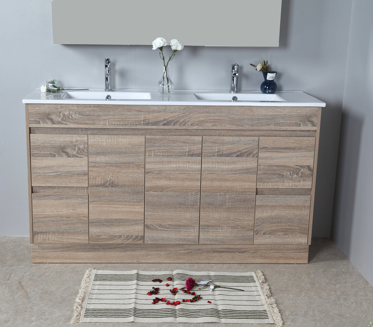 Grace 1500mm Freestanding Timber look Bathroom Vanity (Single Or Double basin)