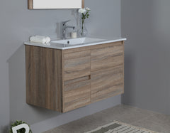 Grace 900mm Wall Hung Timber look Bathroom Vanity