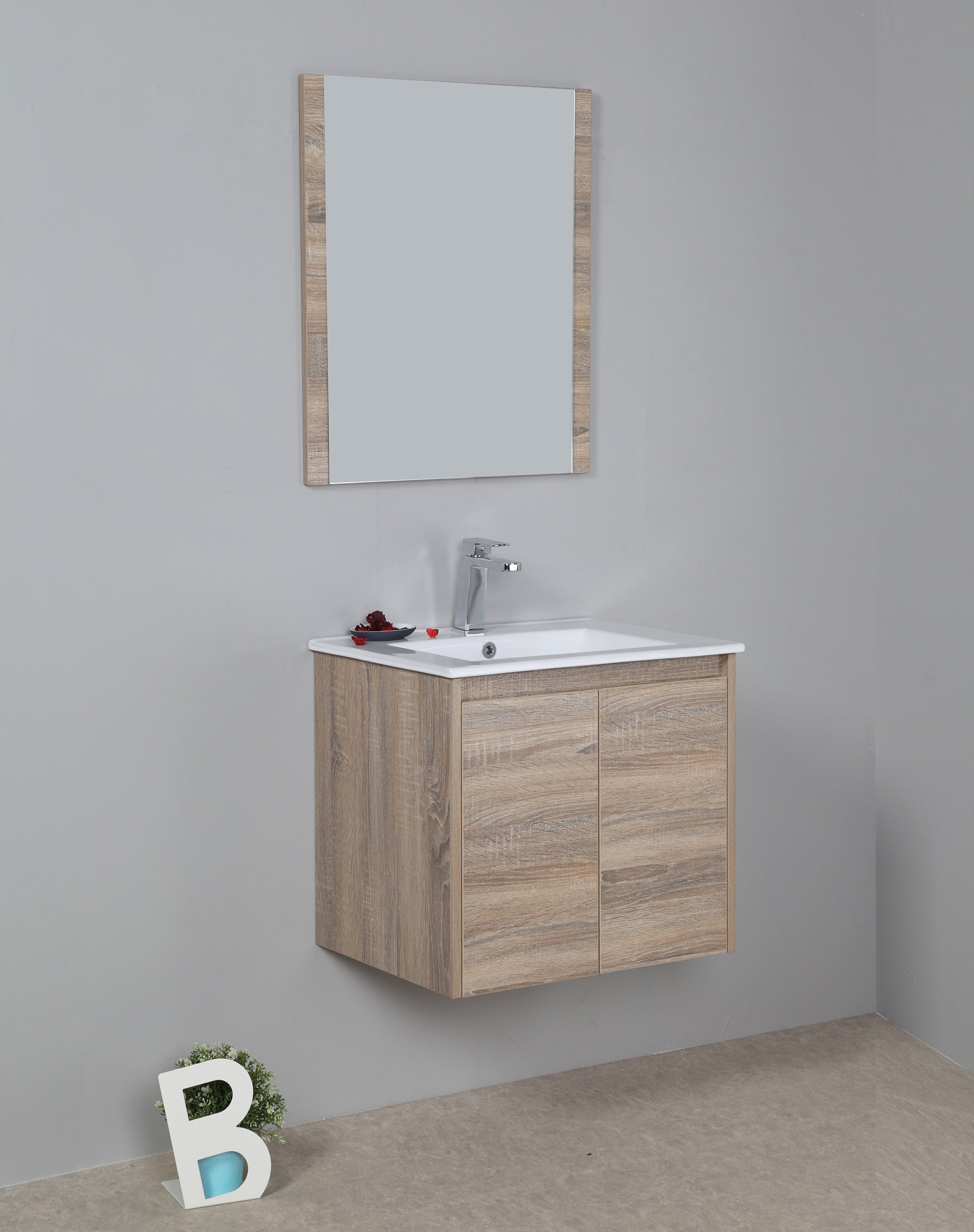 Grace 600mm Wall Hung Timber look Bathroom Vanity