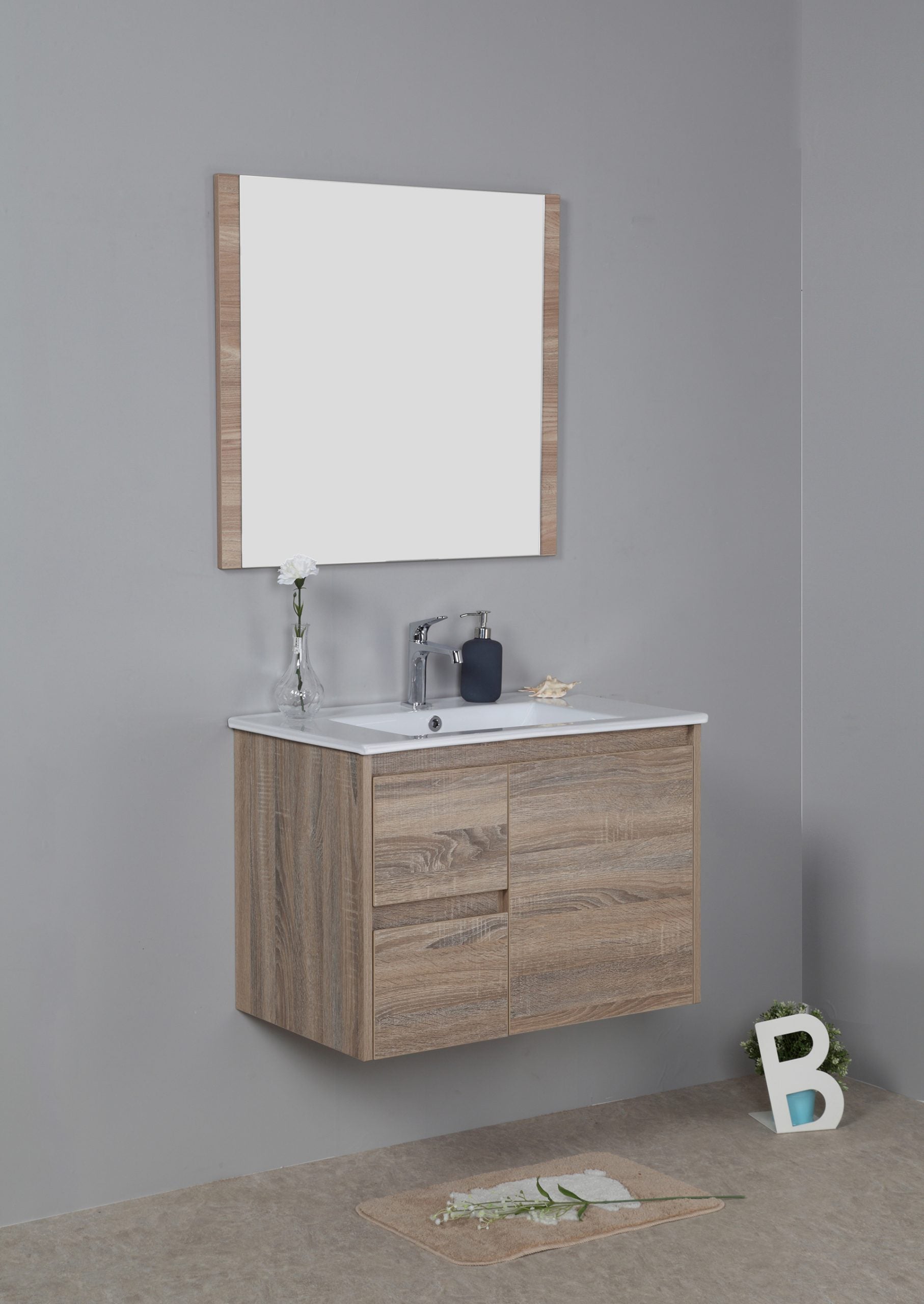 Grace 750mm Wall Hung Timber look Bathroom Vanity