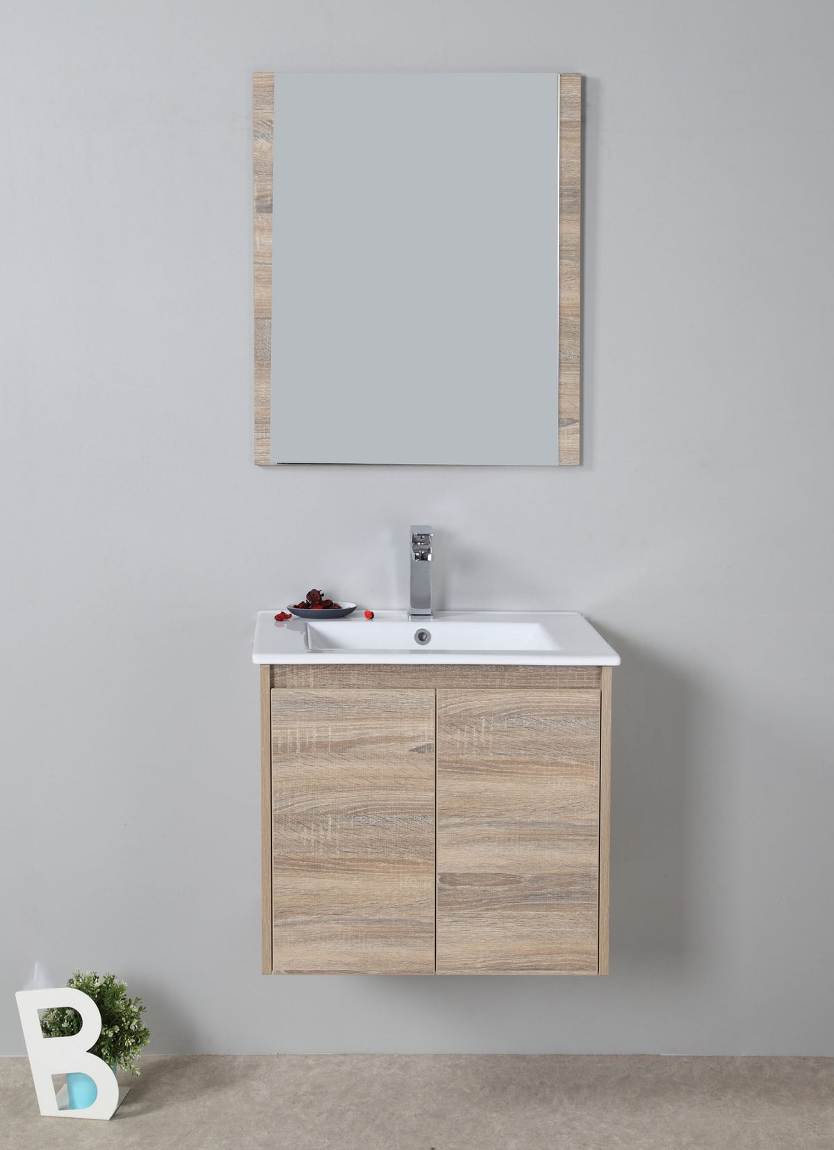 Grace 600mm Wall Hung Timber look Bathroom Vanity