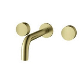 Vivo Bath/Basin Wall Assembly set with Hot and Cold Taps Brushed Brass