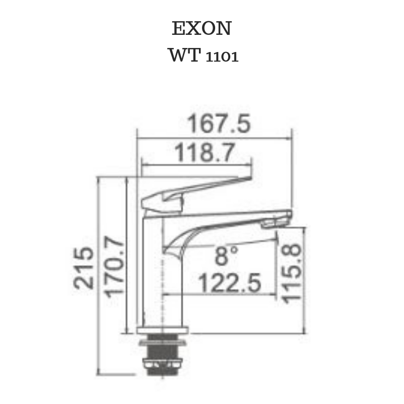 Exon basin Mixer Polished Chrome - WT1101