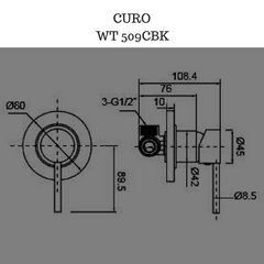 Round Pin Handle Shower/ bath Mixer Brushed Nickel - WT 509CBN