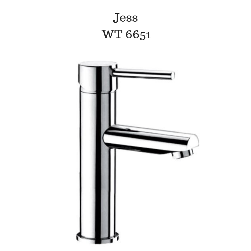 Round Pin Handle Basin Mixer Short Polished Chrome - WT 6651