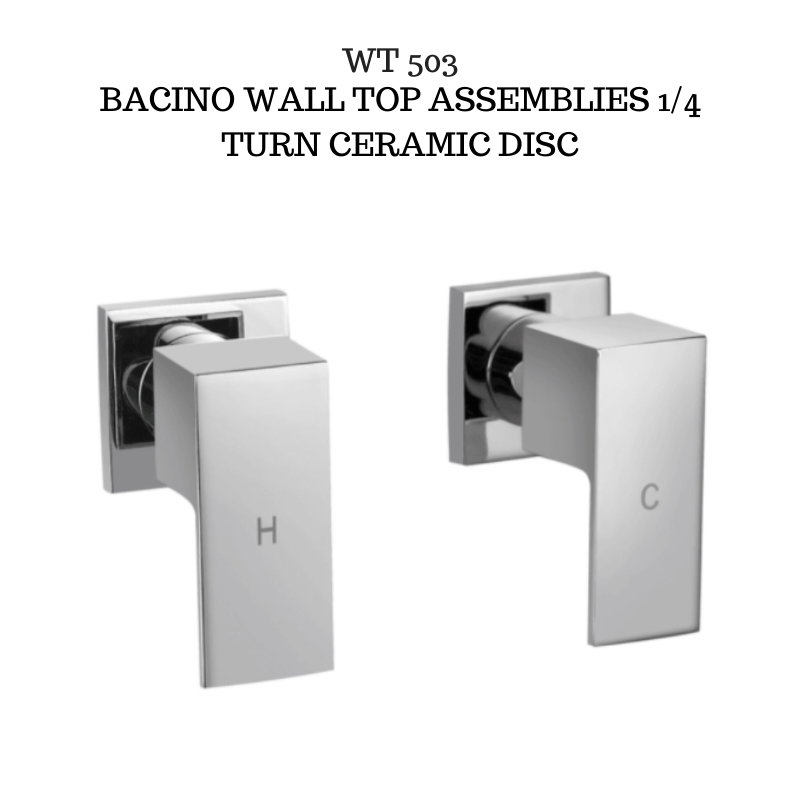 Square Wall Assembly Hot and Cold Shower taps Polished Chrome - WT503