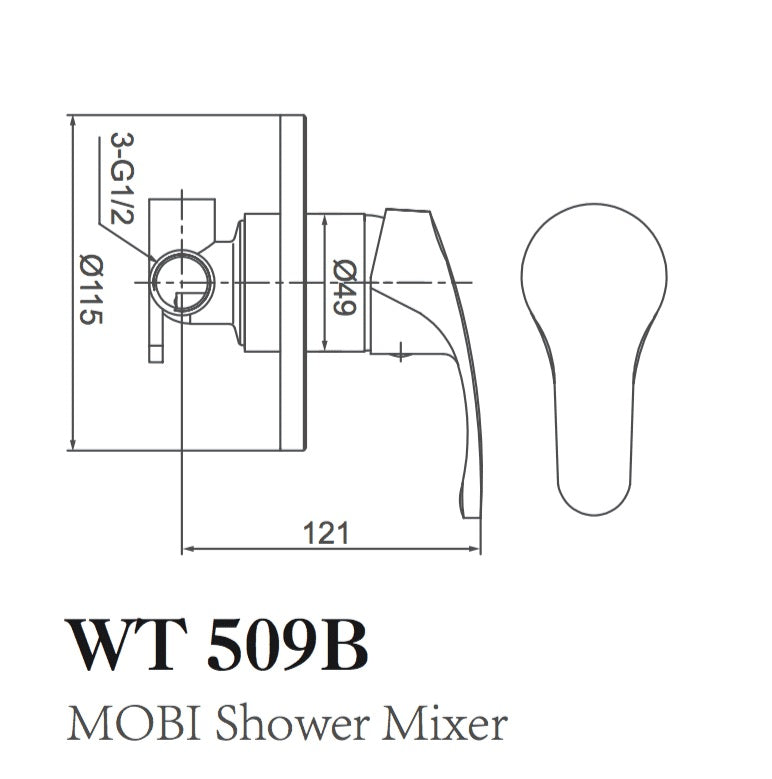 Mobi Shower/ Bath Mixer Polished Chrome - WT509B