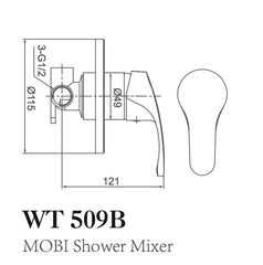 Mobi Shower/ Bath Mixer Polished Chrome - WT509B