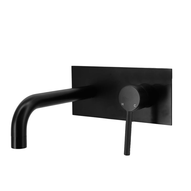 Pin Handle Wall Mixer set with Curved Spout Matte Black - WT708BCK