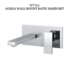 Square Wall Bath/ Basin Mixer Set Polished Chrome Aqua WT807