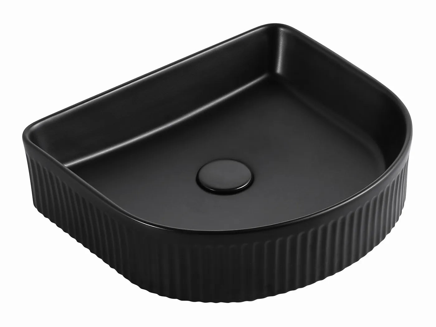ARCHIE FRENCH FLUTED BASIN MATTE BLACK 415X365mm