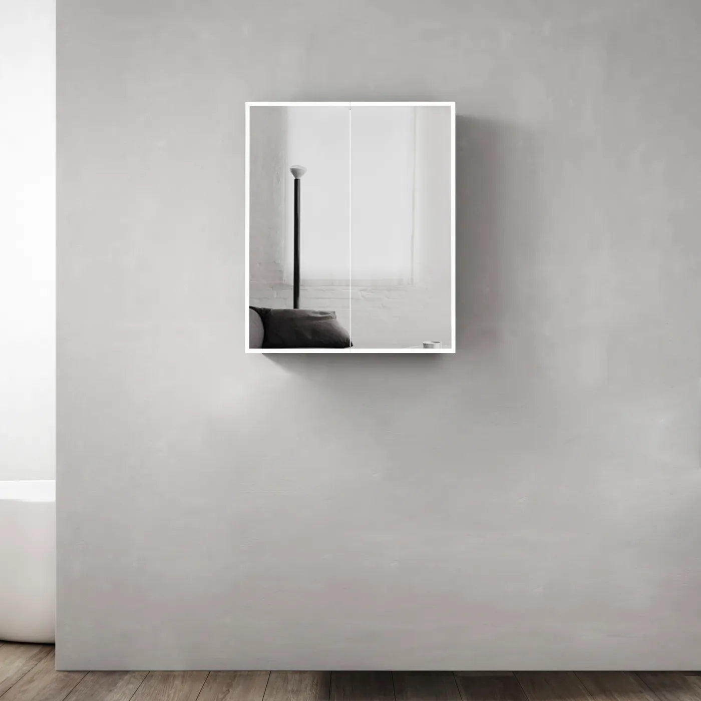 Moonlight LED Shaving Cabinet  With Solid Surface Stone Edge