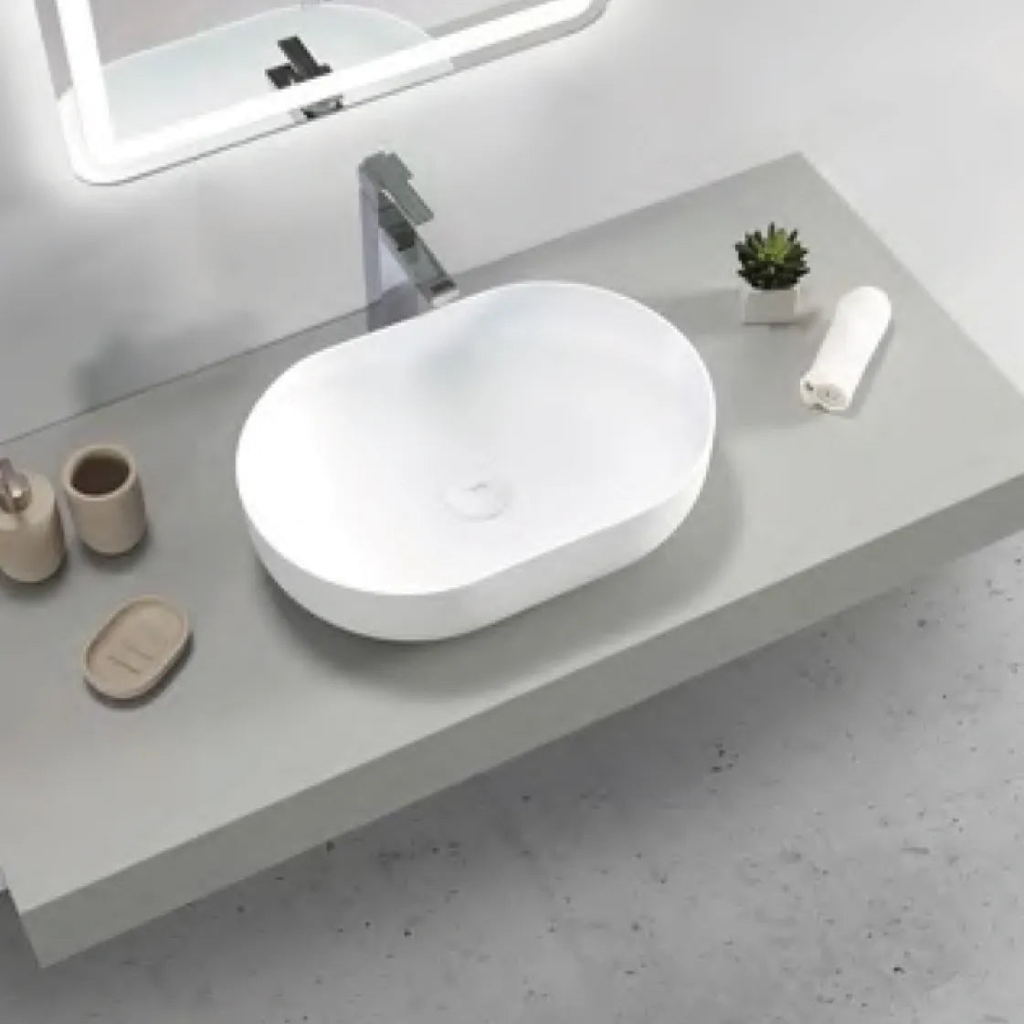 Matte White Portofino Solid Surface Basin 500x345mm (No Overflow)