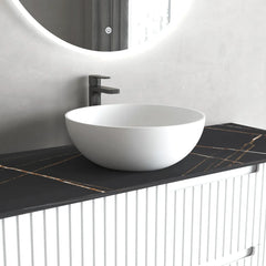 London Round Matte White Solid Surface Basin 390x390mm