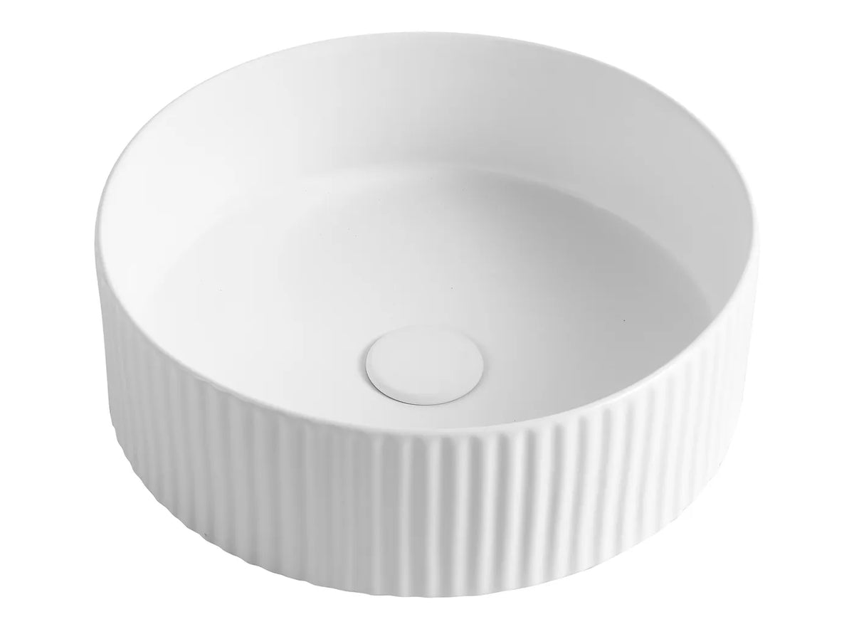 MARLO FRENCH FLUTED BASIN MATTE WHITE 400mm