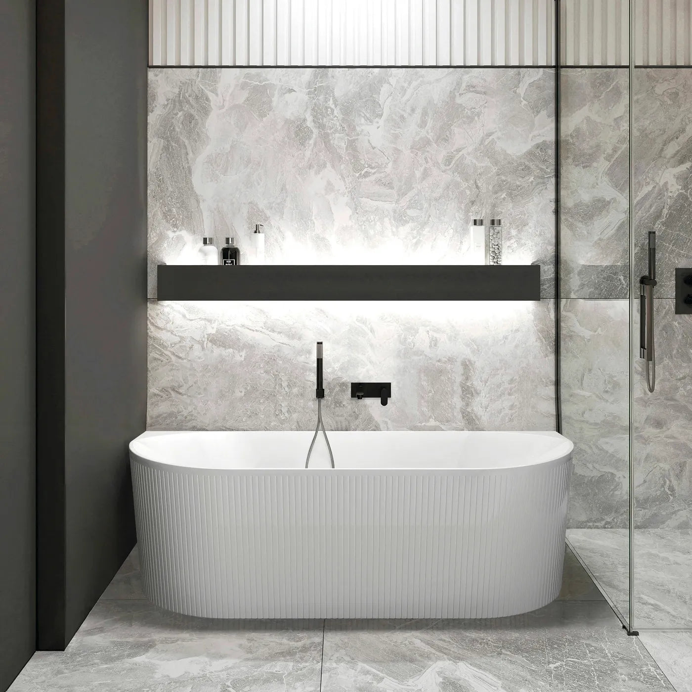 NOOSA BACK TO WALL / CORNER BATH 1500mm Gloss White