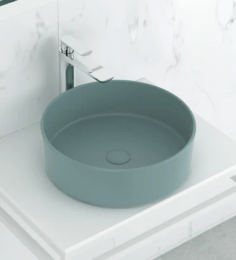 MATTE GREEN/ MINT Above Counter Round Basin 350mm- 32mm waste