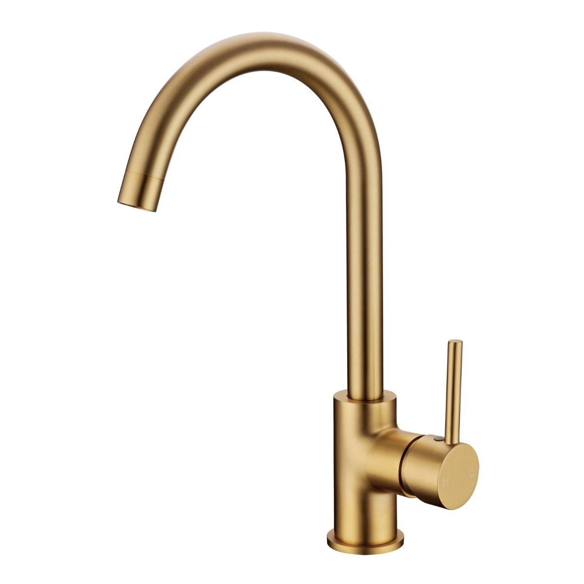Goose neck basin mixer with pin handle Brushed Gold - KT26.04