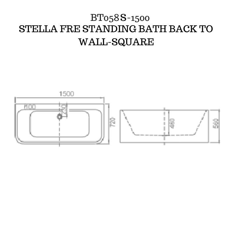 Back to wall Bath tub - STELLA-BT058