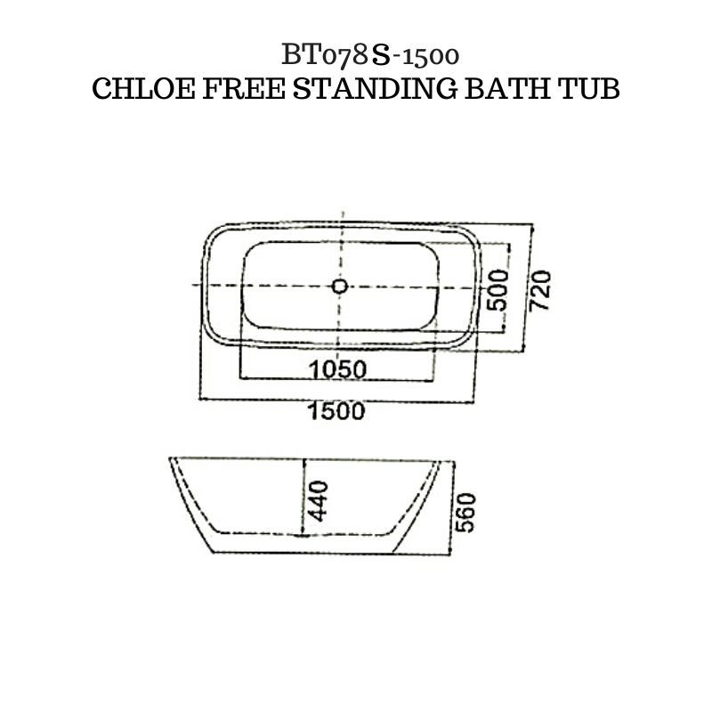 Rectangular shape freestanding Bath tub - CHLOE-BT078