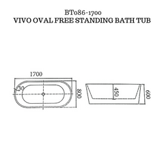 Oval shape freestanding Bath tub - VIVO-BT086