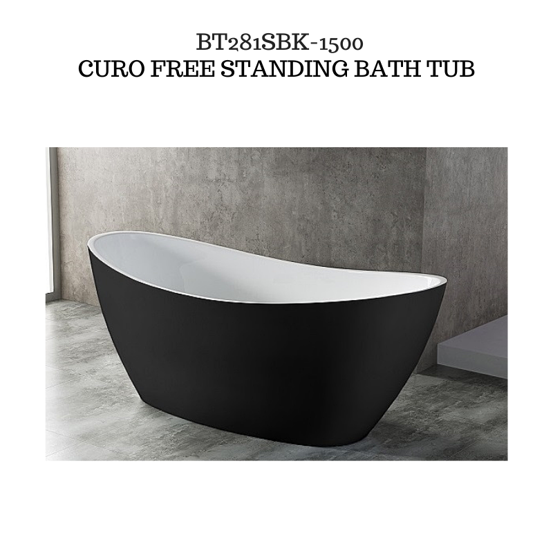 Black oval shape freestanding Bath tub -CURO 1700 BT281BK
