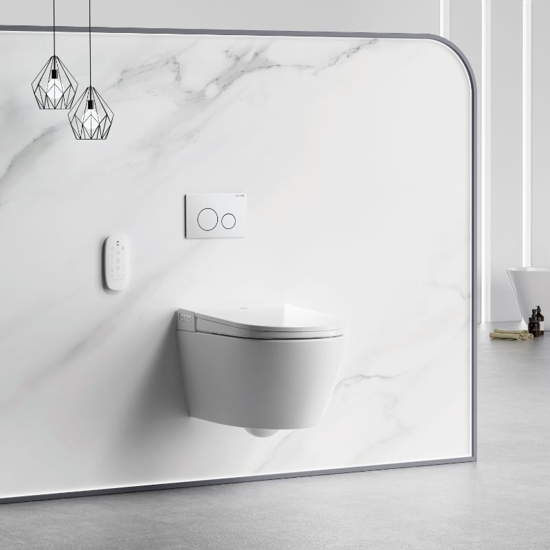 LAFEME Sesto Wall Hung Rimless Smart Toilet with flush plate