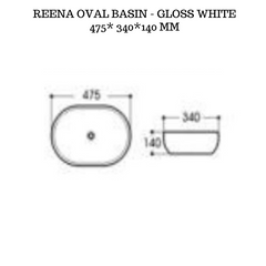 475mm Reena oval basin - Matte white